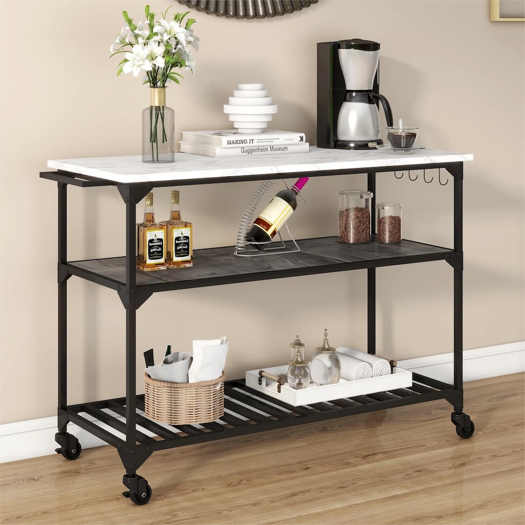 Contemporary Kitchen Island Bar Cart with Wheels