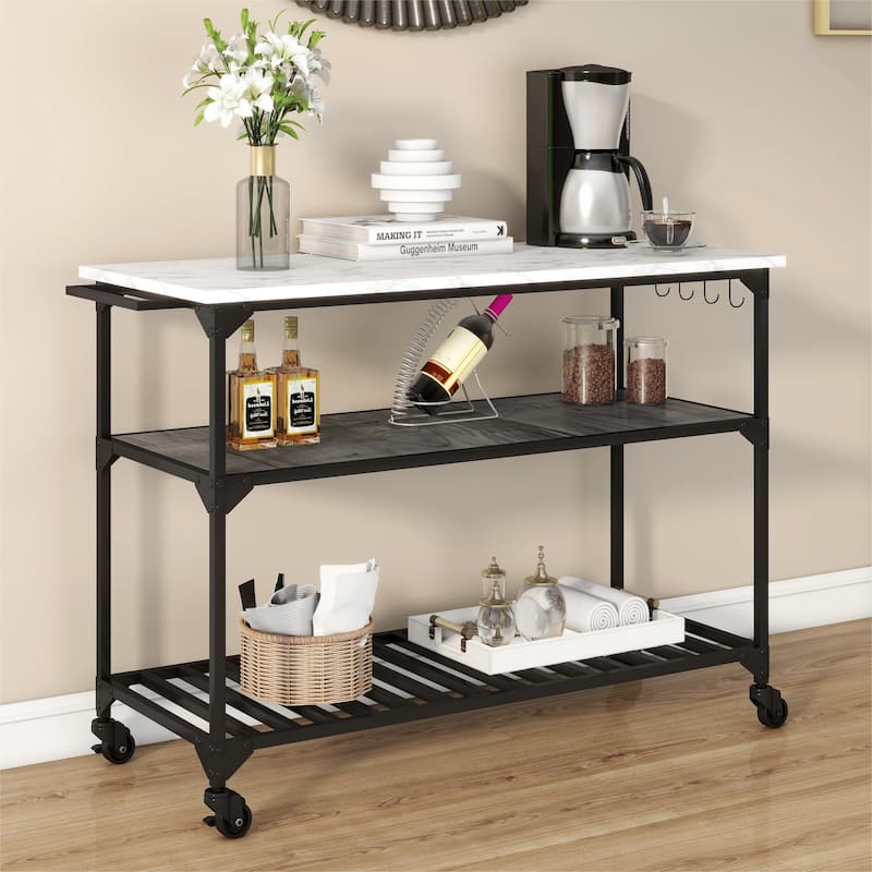 Contemporary Kitchen Island Bar Cart with Wheels