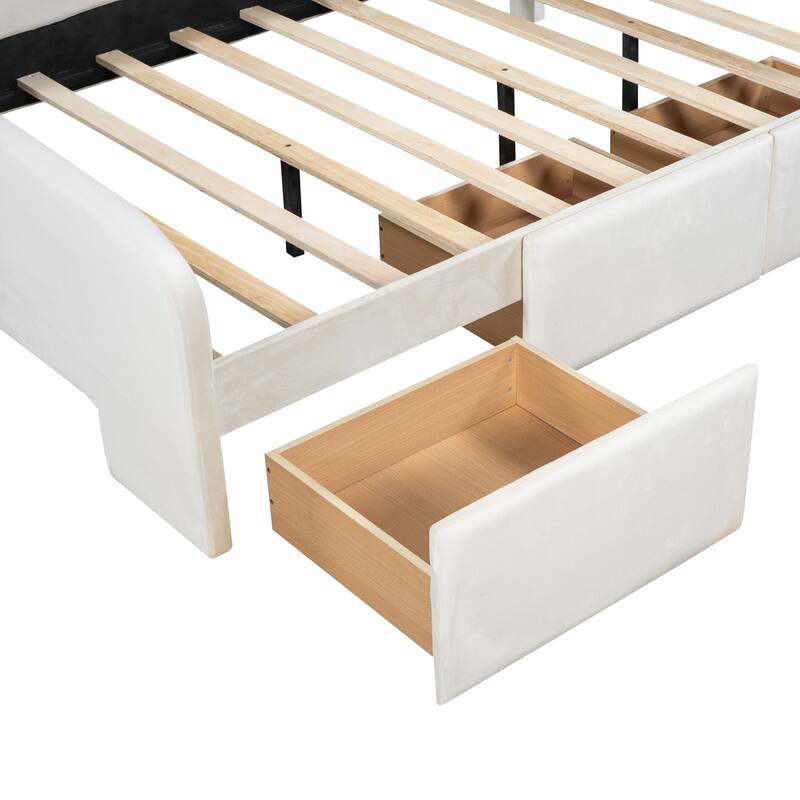 Adorable Rabbit-Shaped Twin Platform Bed with Drawers and Storage Pockets for Kids