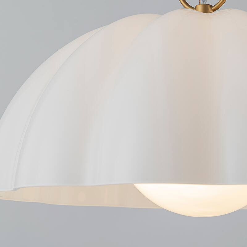 Modern Milk Glass Pendant Light Fixtures Gold Kitchen Island Light - White - W15.98"