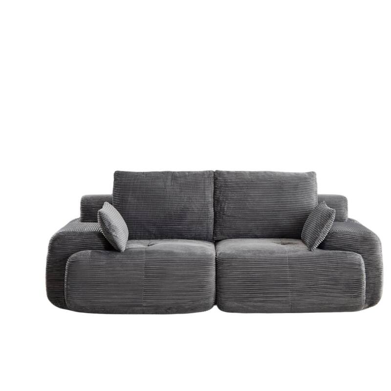 Modular Sectional 2-Seater Cloud Couch, Corduroy Upholstered Boneless Sofa, Compressed Sofa with Cushion & Throw Pillows