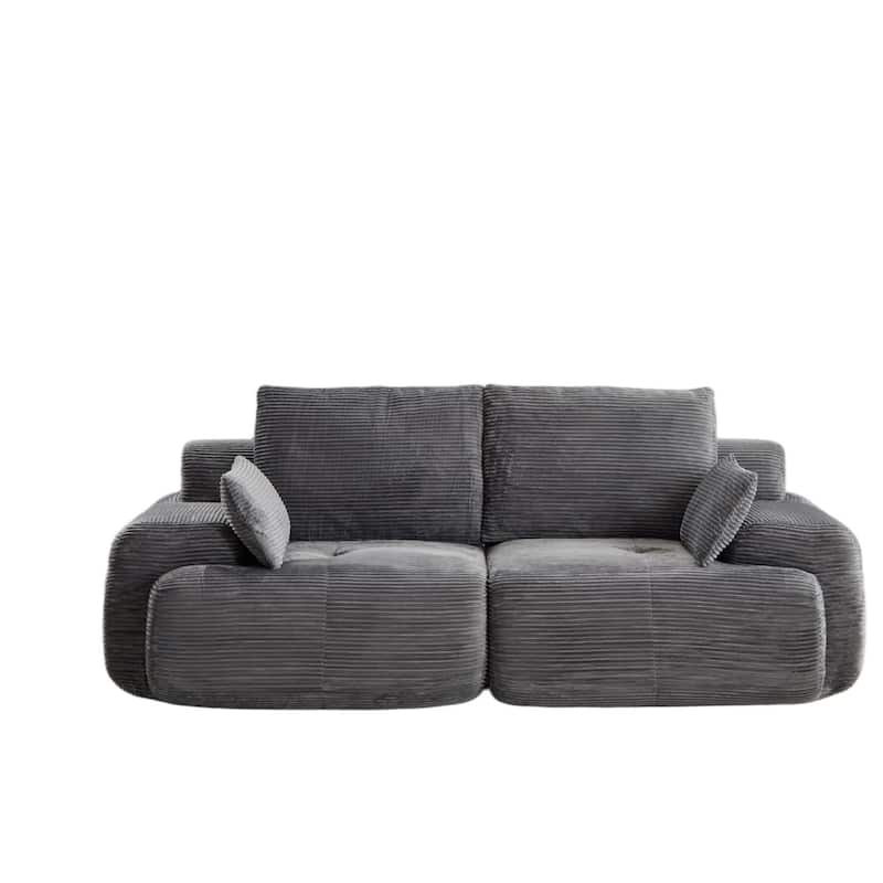 Oversize Memory Foam Compressed Deep Seat Couch Loveseat Sofa Pet-Friendly Corduroy 2 Seater Modular Sectional Sofa, No Assembly