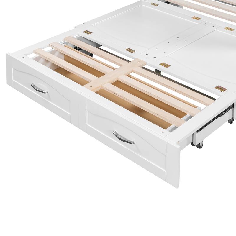 Full Size Murphy Bed Pulley Structure Wall Bed with Drawer, USB Socket
