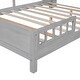 preview thumbnail 10 of 24, Wood Full Size Platform Bed with LED Light, Storage Headboard and Safety Guardrail for Bedroom, Antique Grey