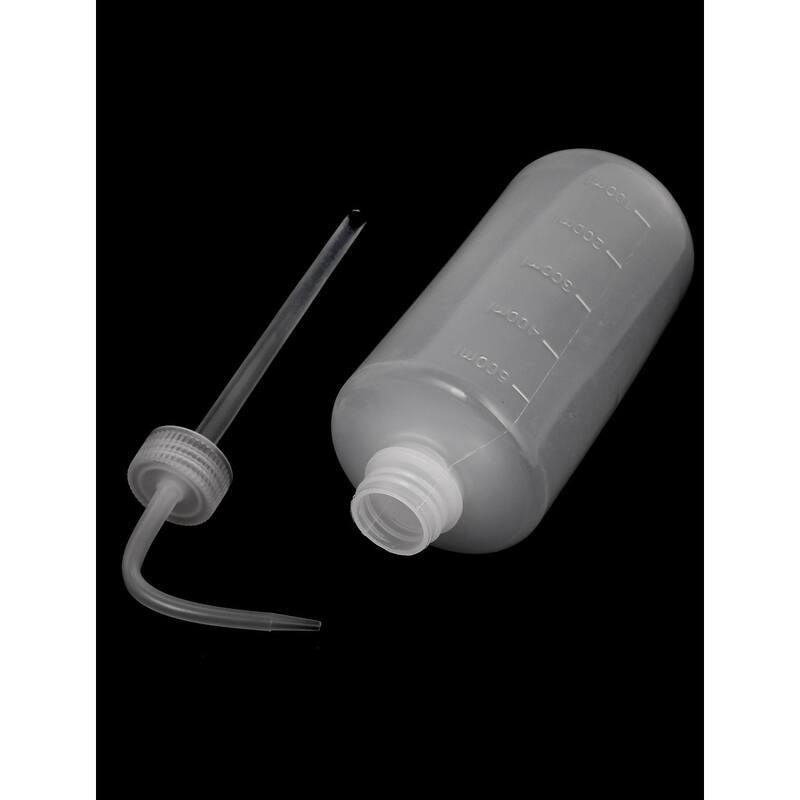 Right Angle Bent Tip Plastic Liquid Storage Squeeze Bottle Dispenser 500mL - Clear White - Clear White