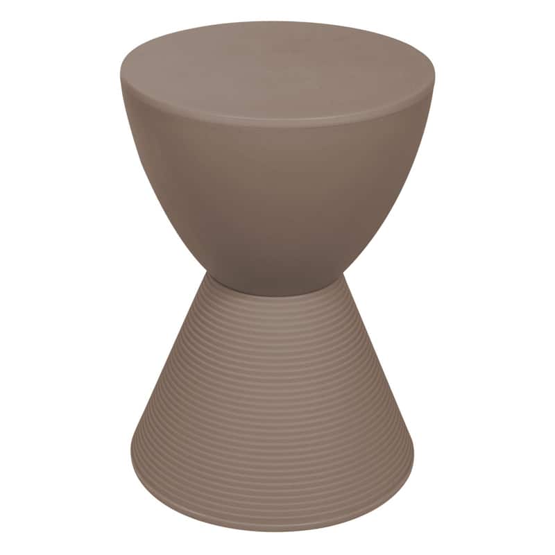 Boyd Round Side Table with Ribbed Design Base - Accent Hourglass End Table with Removable Lid for Living Room & Bedroom - Taupe