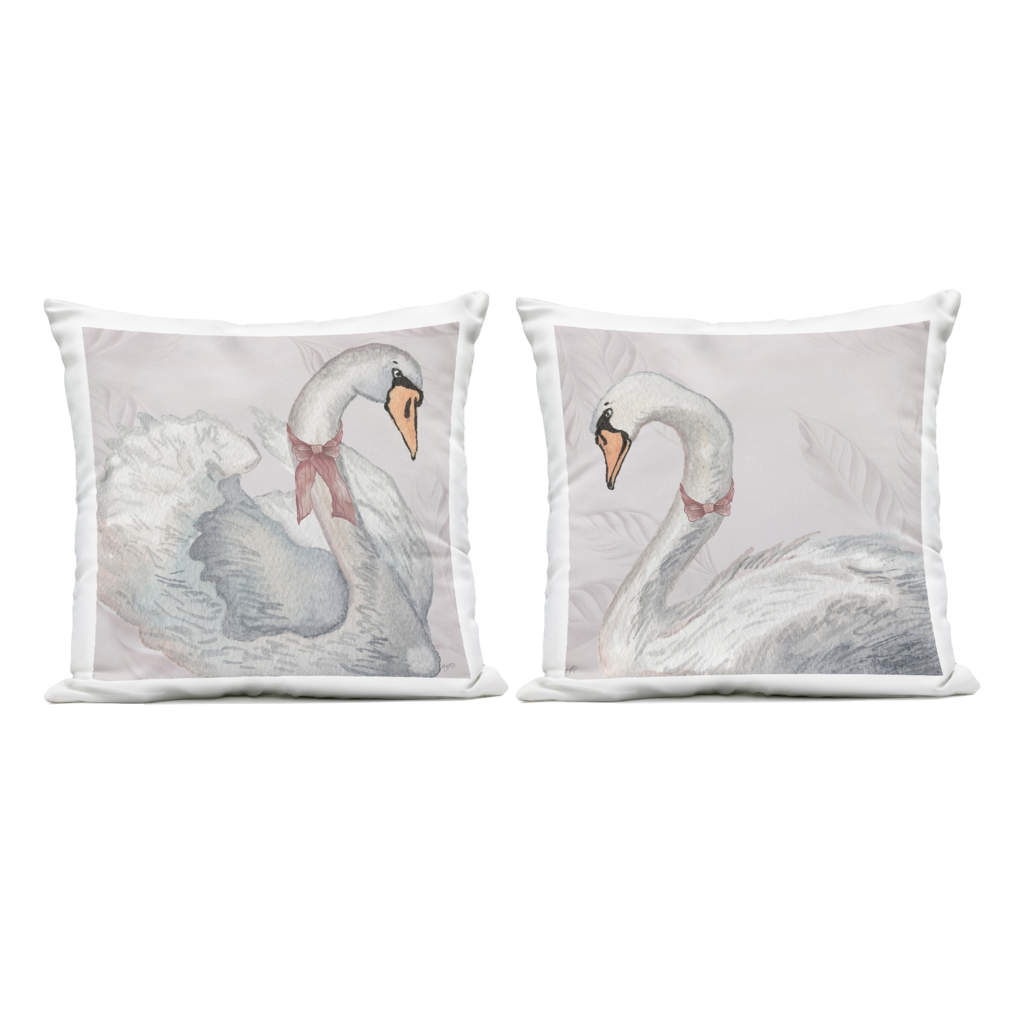 Stupell Classic Swans with Bows Printed Outdoor Throw Pillow Design by Elizabeth Medley (Set of 2)