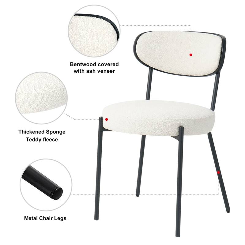 Modern Kitchen Dining Chair with Back and Metal Legs(Set of 2)
