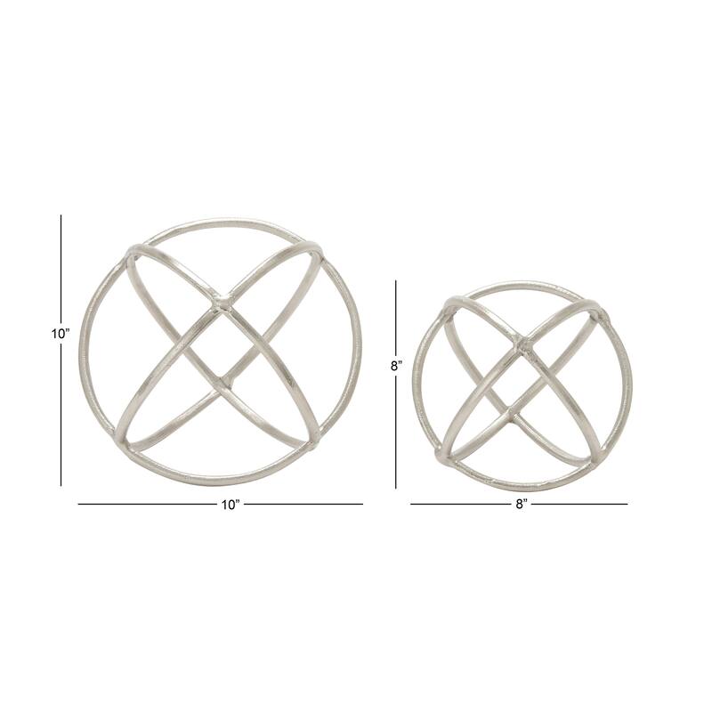 Aluminum Metal Geometric Decorative Sculpture - Set of 2 Silver - Roche River Decor