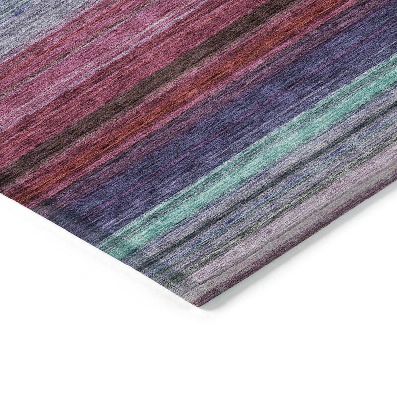 Machine Washable Indoor/ Outdoor Ombre Stripes Chantille Rug