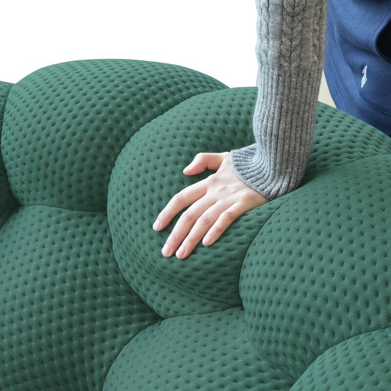 2PCS 3D Honeycomb Fabric Upholstered Bubble Sofa, 3 Seater Bubble Couch and Single Sofa for Living Room
