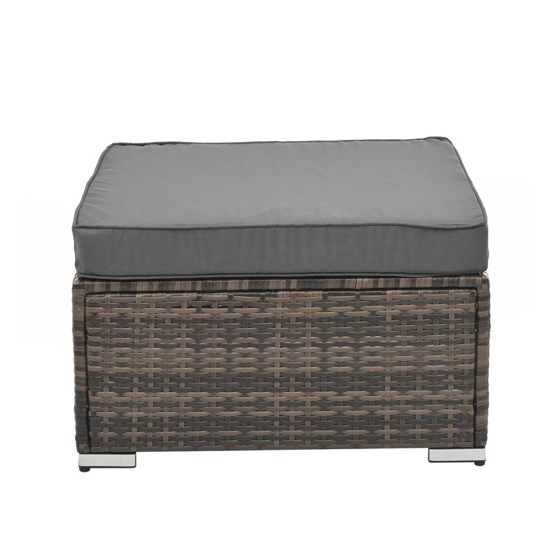 4 Set Wicker Furniture With Tempered Glass Coffee Table