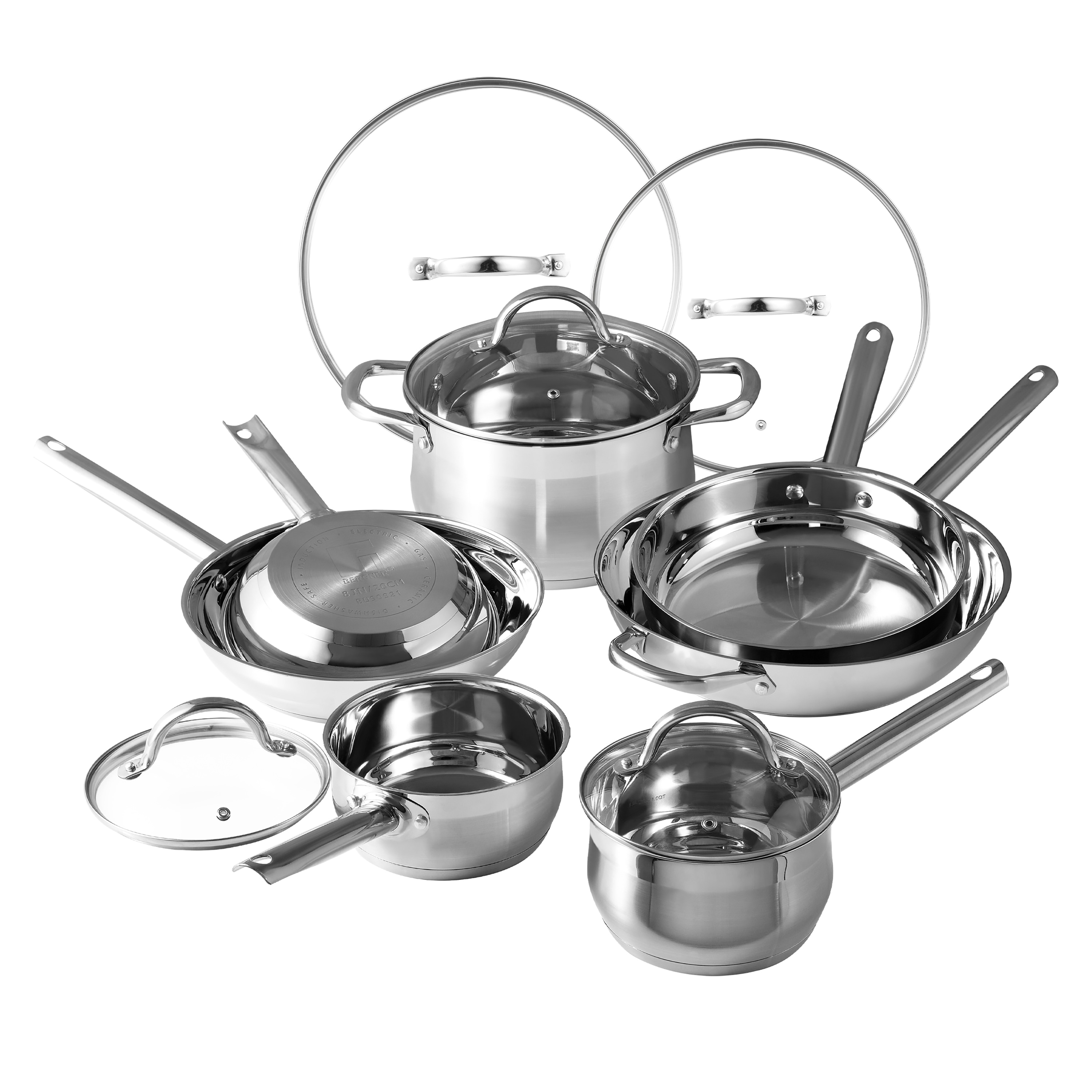 New Bergner Cookware 6 Piece 3-Ply Stainless Steel Clad Induction Gas  Electric