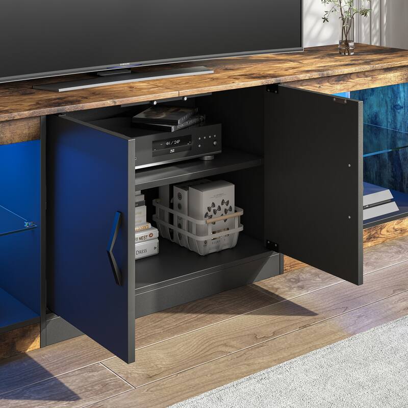 70 inch TV Stand 20 Color RGB Light Entertainment Center