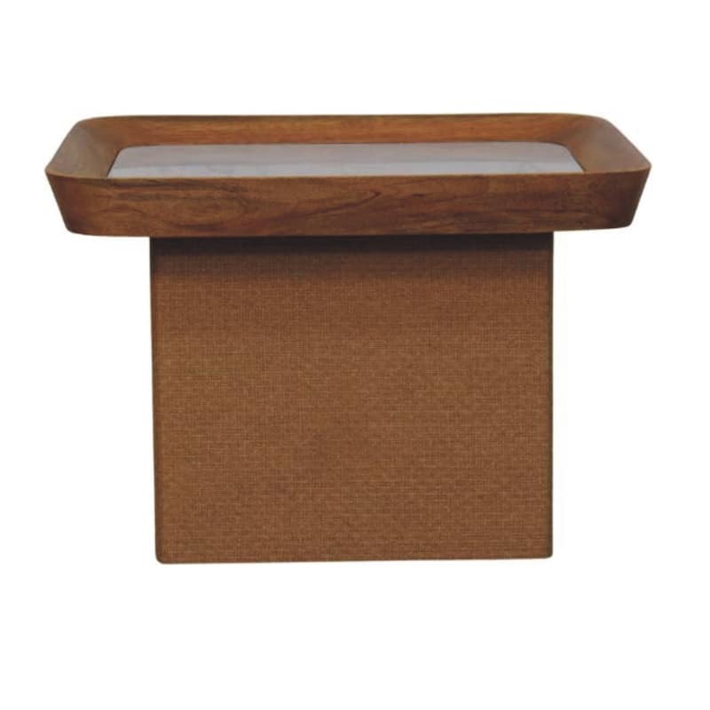 Artisan Furniture Solid Wood Marble Top Chatai Coffee Table , Brown