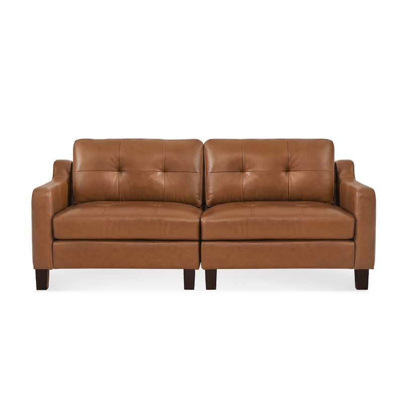 3-Seater Genuine Leather Tufted Sofa for Living Room