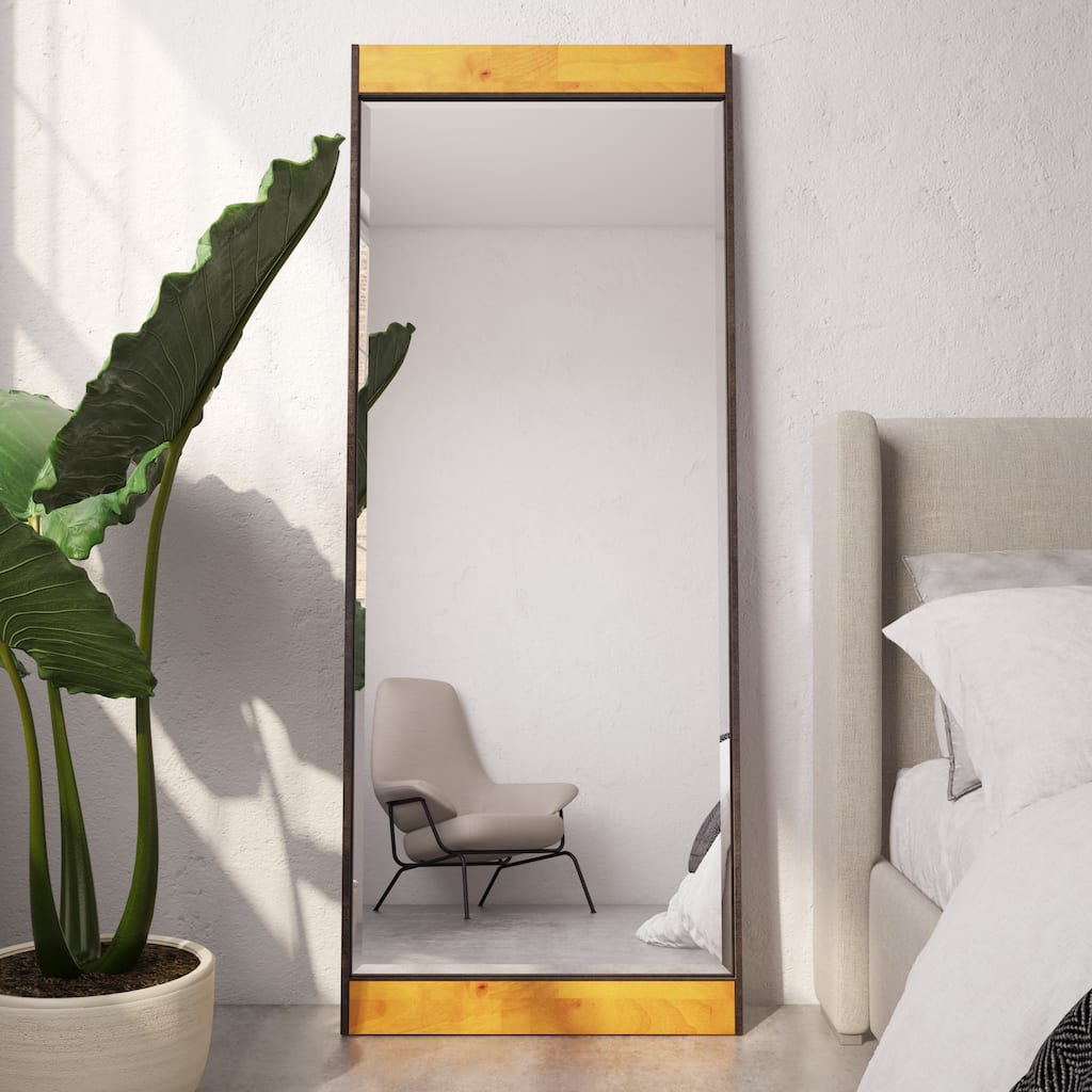 Cliveden Industrial Wood & Metal Floor Mirror - 70"H x 28"W x 1.5"D