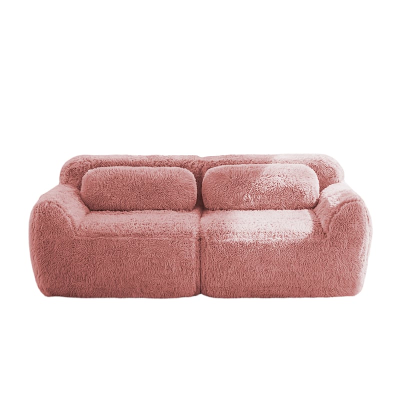 Homy Casa Pink Plush Modular Sectional Sofa Set Soft Cloud Floor Couch