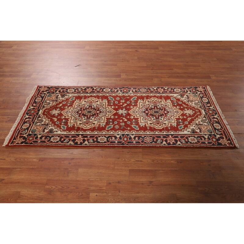 Geometric Heriz Serapi Oriental Foyer Rug Handmade Wool Carpet - 2'6"x 5'9"