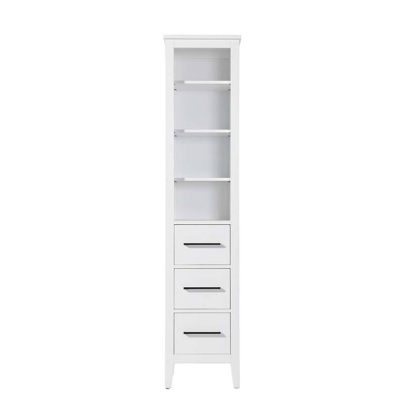 Laura 16-28 Inch Open Shelving Bath Storage Cabinet - White - 16"