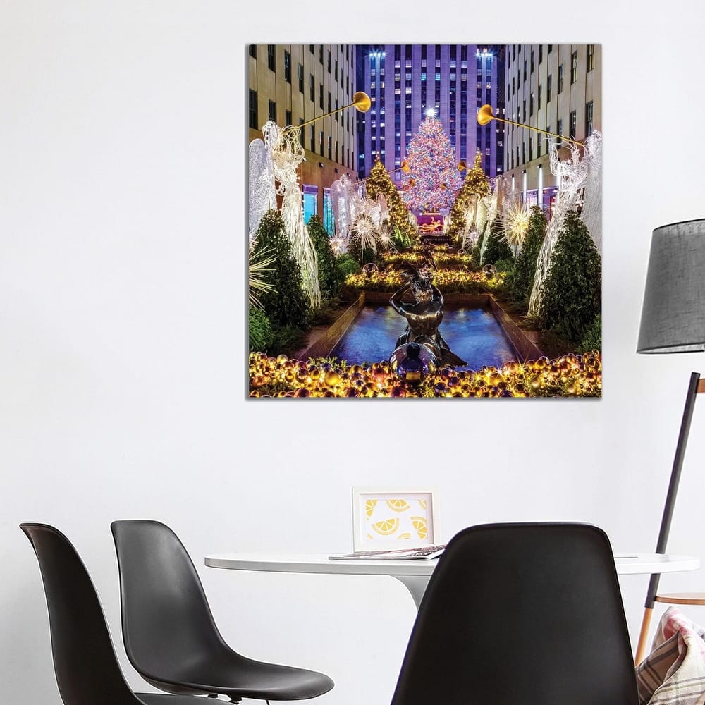 iCanvas "Rockefeller Center with Christmas Tree and Angels I" by Susanne Kremer Canvas Print