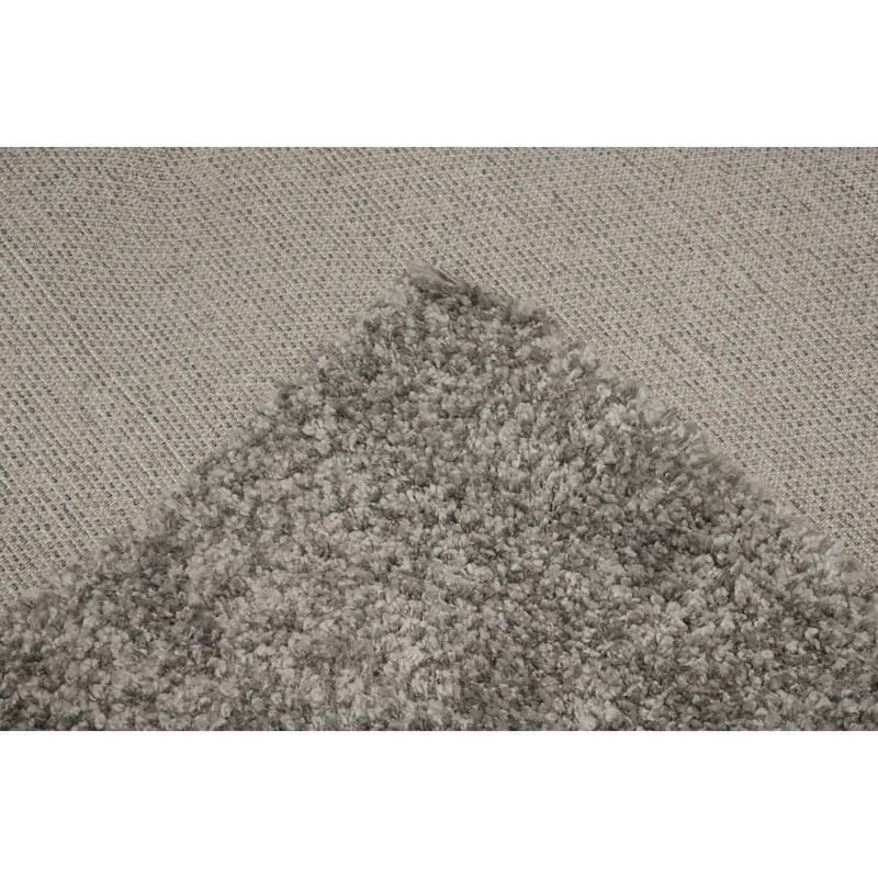 Machine Made Oriental Polyester Carpet Modern All-Over Greys & Charcoal Shaggy Area Rug - 12' 1'' X 8' 6''
