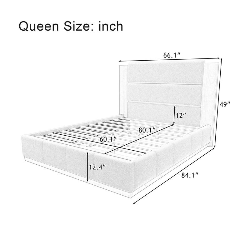 Extended Wood Panel Upholstered Platform Bed by Harper&Bright Designs