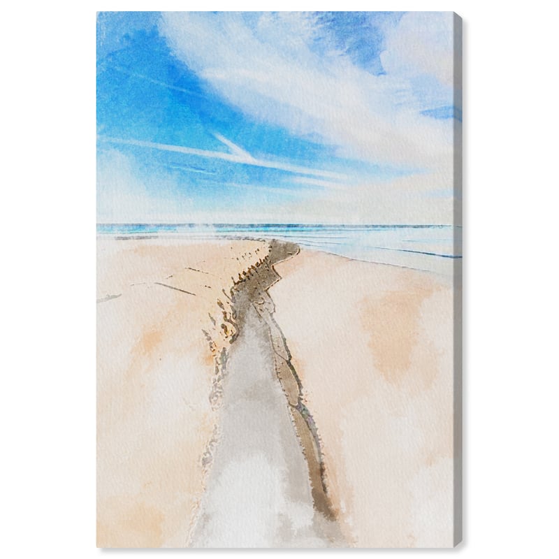 Wynwood Studio Canvas Nautical and Coastal Path in Sand Blue and Light Blue Nautical & Coastal Wall Art Canvas Print