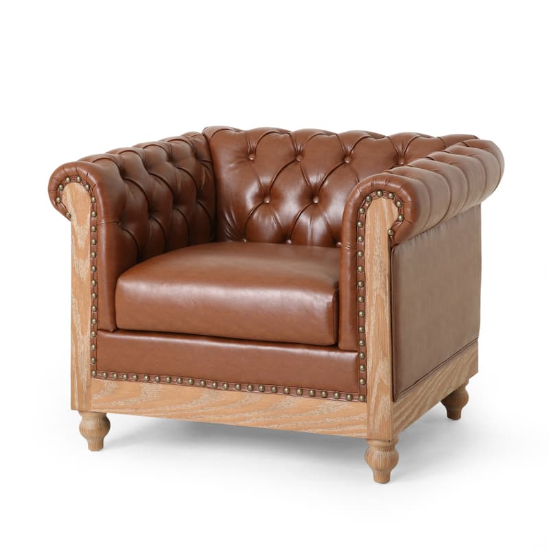 Castalia Chesterfield Tufted Club Chair by Christopher Knight Home - 39.00" L x 33.50" W x 28.00" H