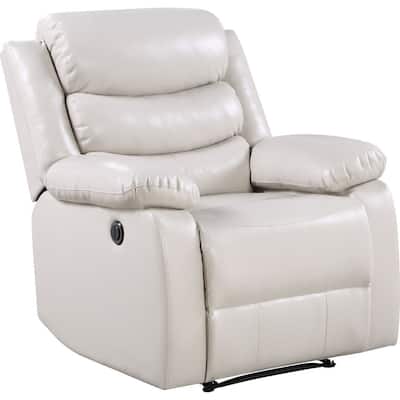 Power Recliner Chair with Split Back and Pillow Top, Cream