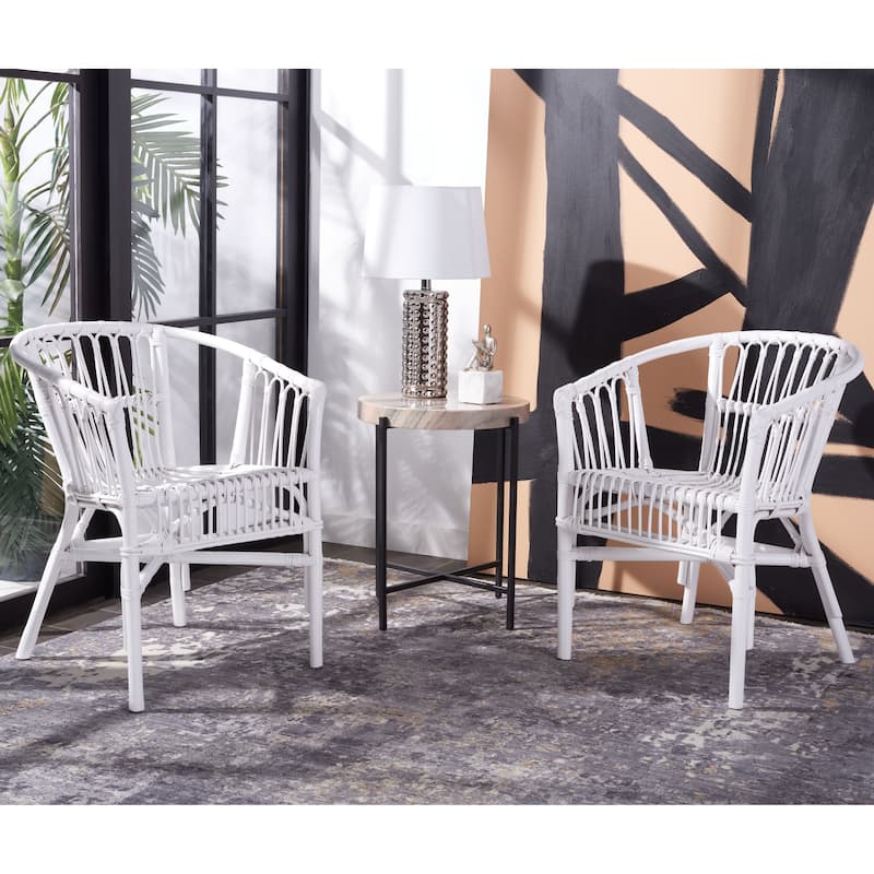 SAFAVIEH Silia Rattan Accent Chairs (Set of 2) - 22.8" W x 23.6" L x 30.3" H - 23Wx24Dx30H