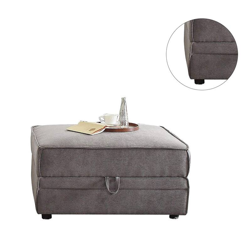 Gray Velvet Ottoman with Storage