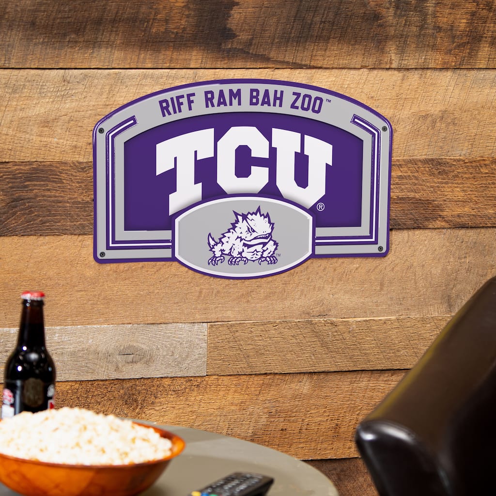 Texas Christian University Embossed Steel Wall Sign, 11" x 17"