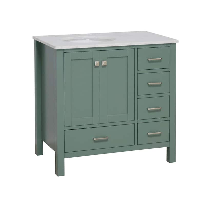 KitchenBathCollection Horizon 36" Bathroom Vanity with Engineered Carrara Top