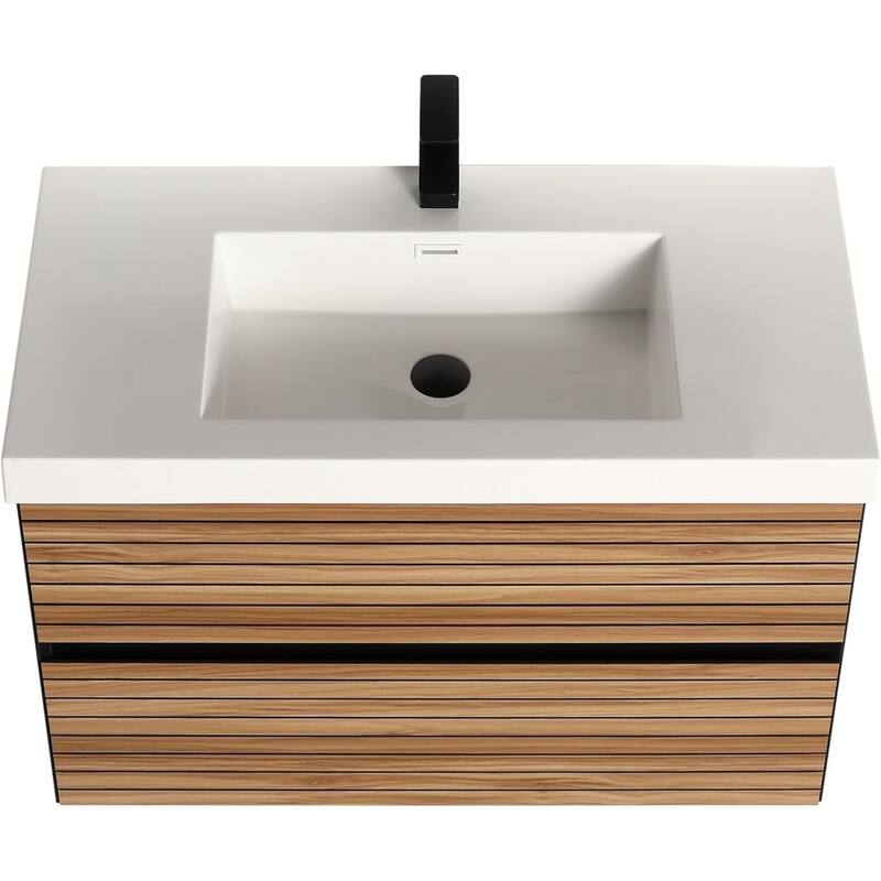 Blossom 36" Floating Bathroom Vanity with Acrylic Sink, Modern Design