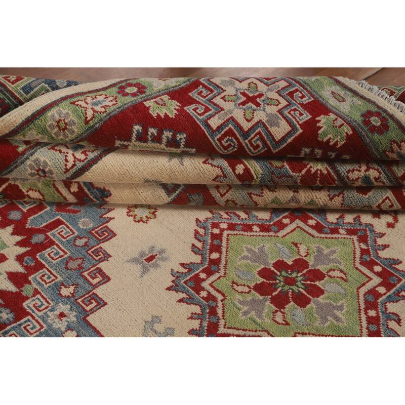 Traditional Beige Kazak Area Rug Handmade Wool Carpet - 6'8" x 9'8"