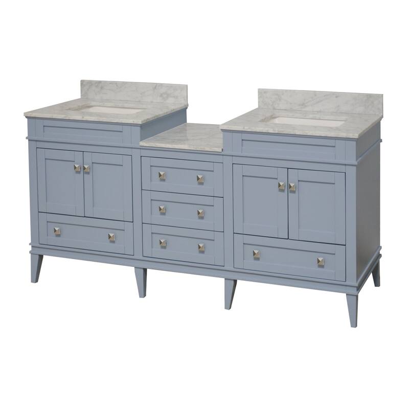 KitchenBathCollection Eleanor 72" Double Bathroom Vanity with Carrara Marble Top