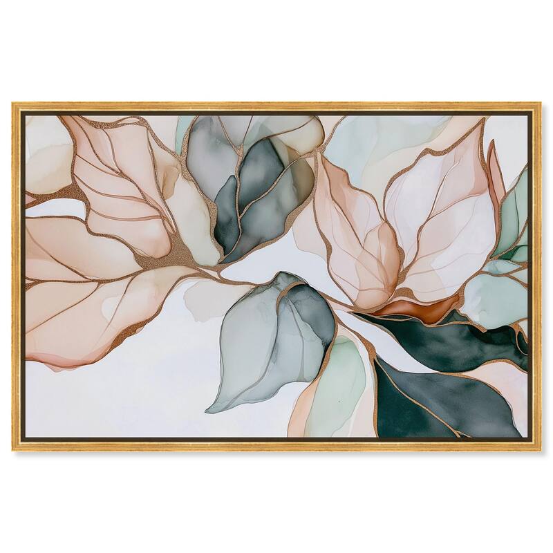 Golden Veined Leaves I Canvas by Art Remedy - Gold - 24" x 16"