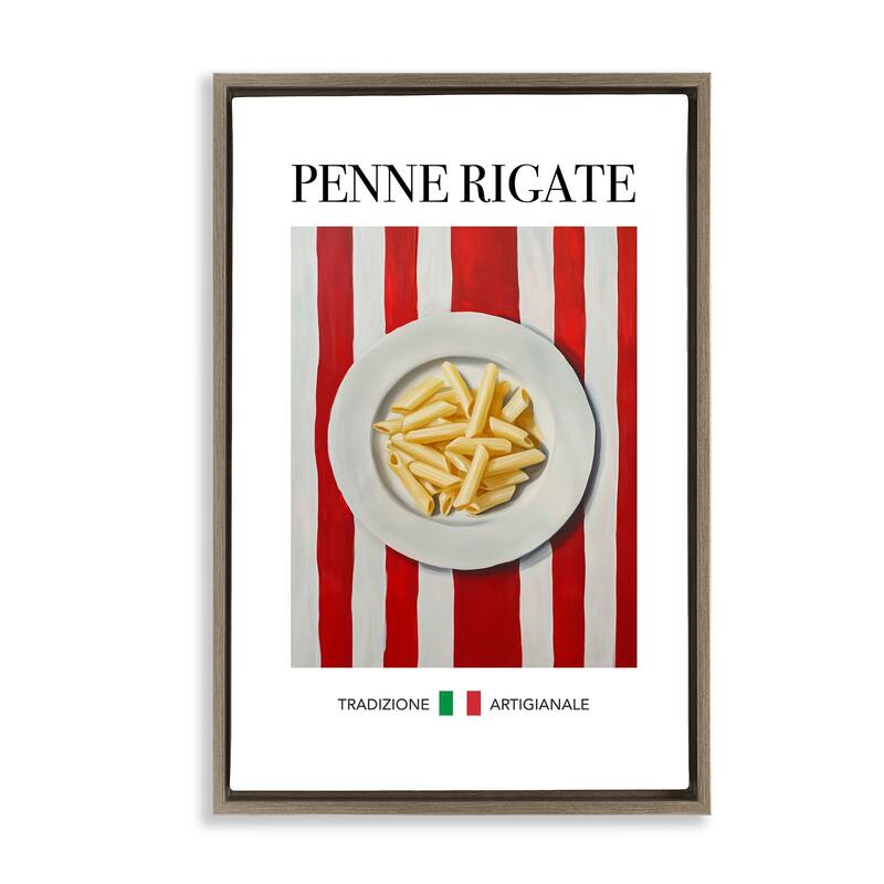 Stupell Traditional Penne Rigate Pasta Framed Floater Canvas Wall Art Design By Andreas Magnusson - 21 x 31 - Brown