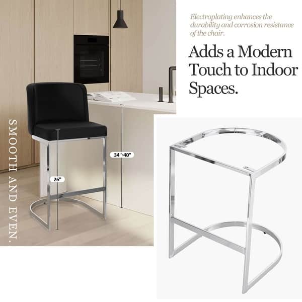dimension image slide 2 of 13, 26-Inch Modern Upholstered Bar Stools, Counter Height Bar Stool - 18.11"W x 19.69"D x 37.4"H