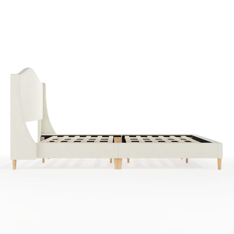 Martha Stewart Upholstered Platform Bed with Curved Headboard