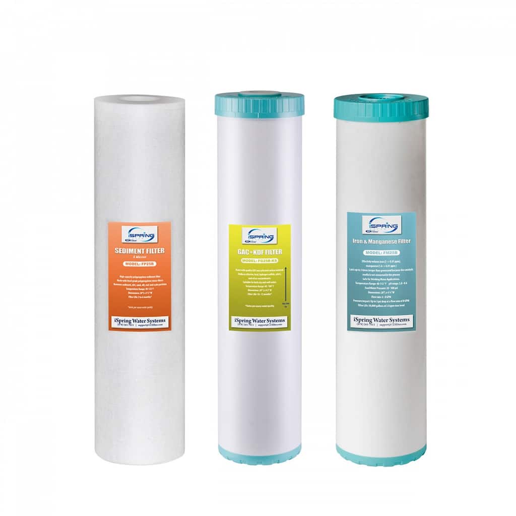 iSpring F3WGB32BMKS 4.5” x 20”, Sediments, Chlorine, Hydrogen Sulfide, PFAS, Heavy Metals, Iron, Manganese, Fits WGB32B-MKS