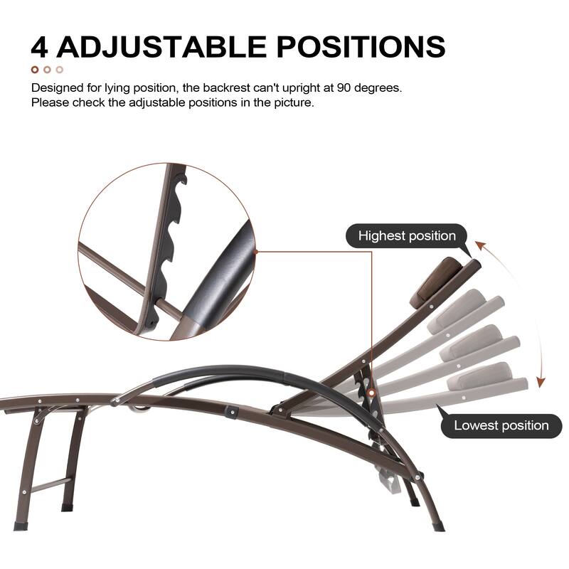 Crestlive Products Outdoor Adjustable Reclining Chaise Lounge Chair with Armrest