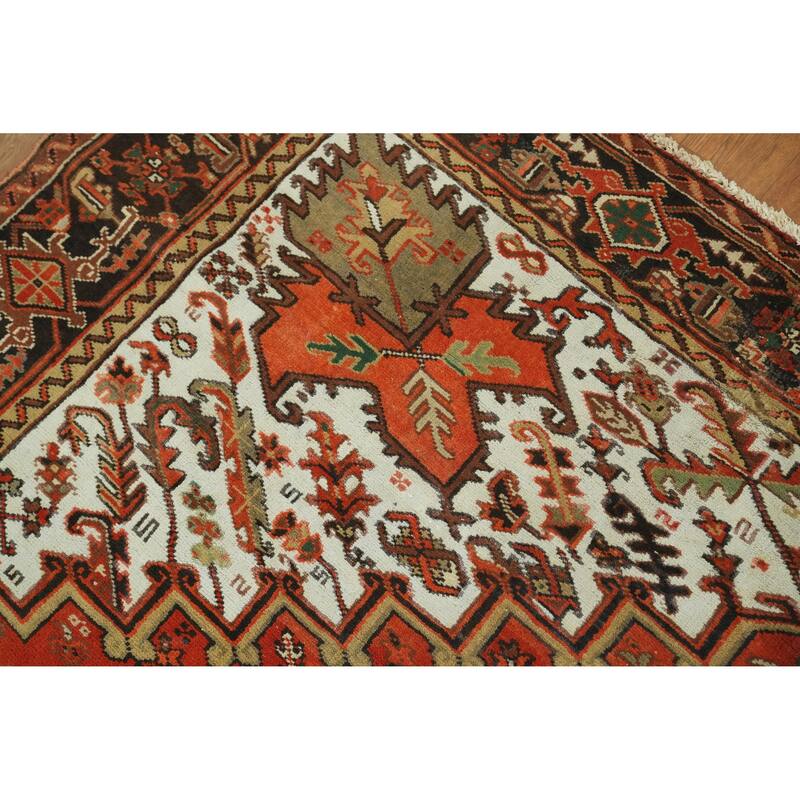 Hand Knotted Oriental 100% Wool Carpet Traditional Medallion Oranges & Rust Heriz Area Rug - 11' 3'' X 8' 4''