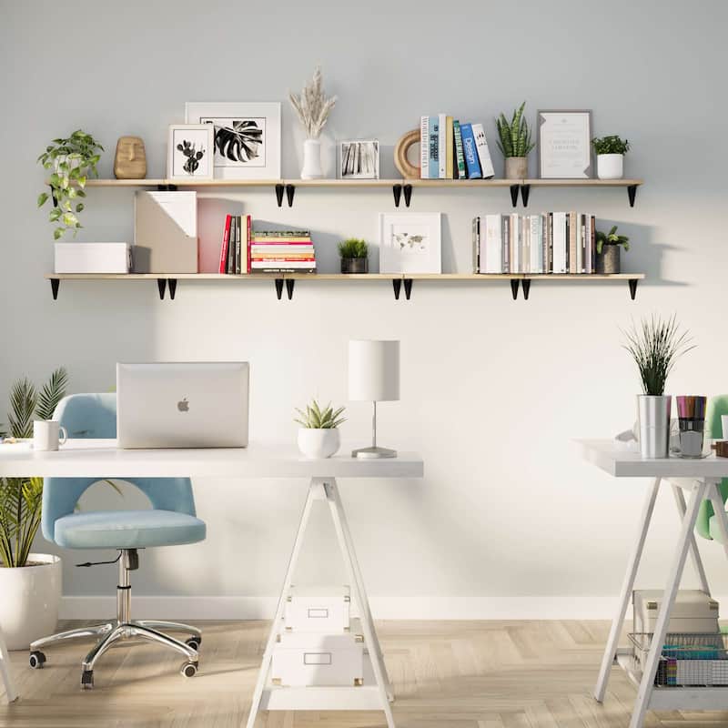 Wallniture Arras 17x4.5" Floating Bookshelves, Hanging Shelves for Living Room, Farmhouse Decor, Custom Finish and Piece Options