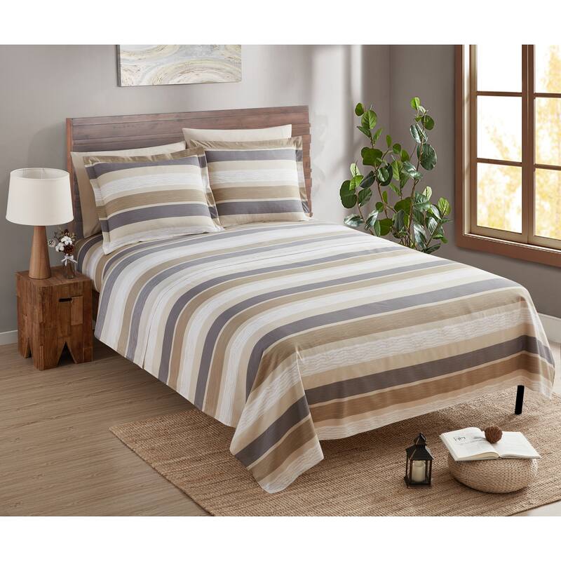 Clara Clark Printed Sheet Set - Ultra Soft Deep Pocket Bed Sheets - Multi Stripe - King
