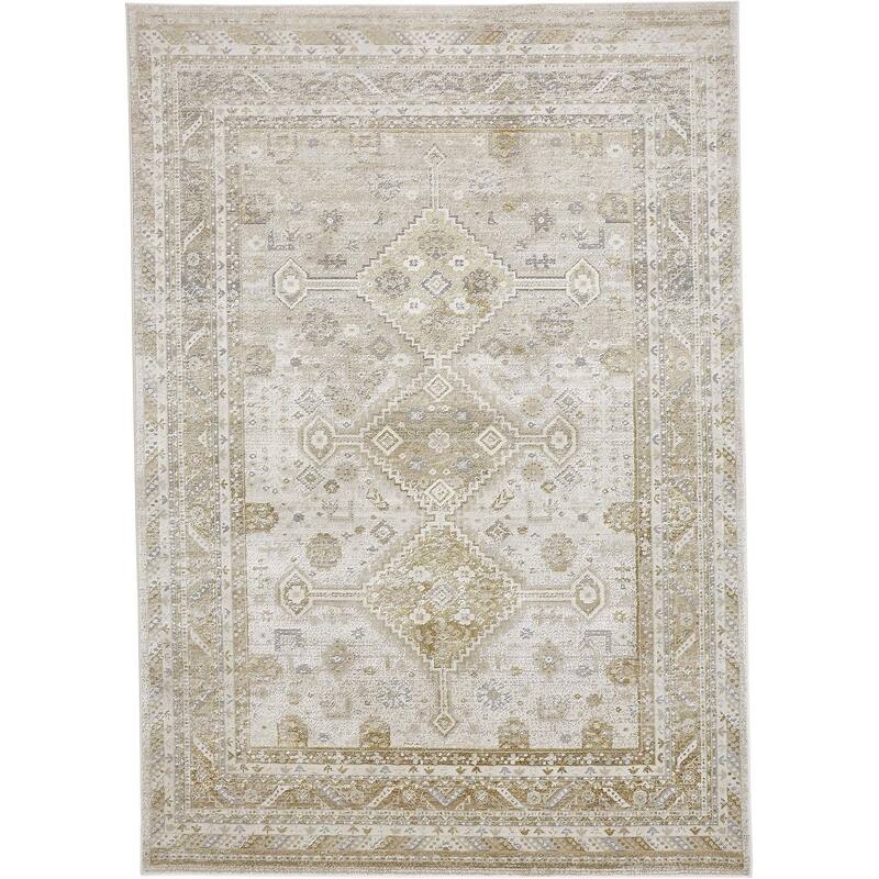 Tripoli Persian Oriental Traditional Vintage Area Rug - 5' x 8' - Rich Gold/Beige/Ivory