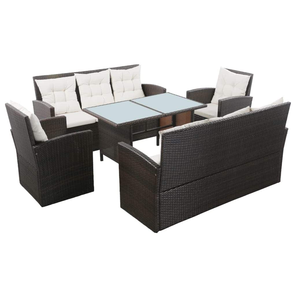 vidaXL Patio Furniture Set Conversation Set Sectional Sofa with Table Rattan - 47.2" x 27.6" x 26"