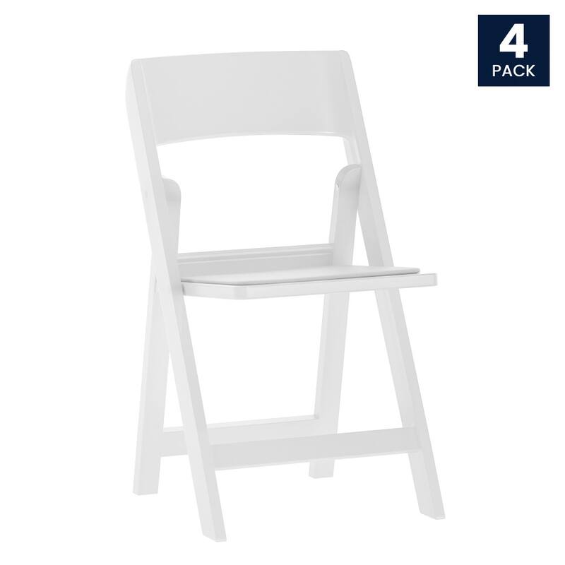 Set of 4 Commercial Resin Folding Event Chairs with Removable Padded Seats - 17.5"W x 18.25"D x 31.25"H