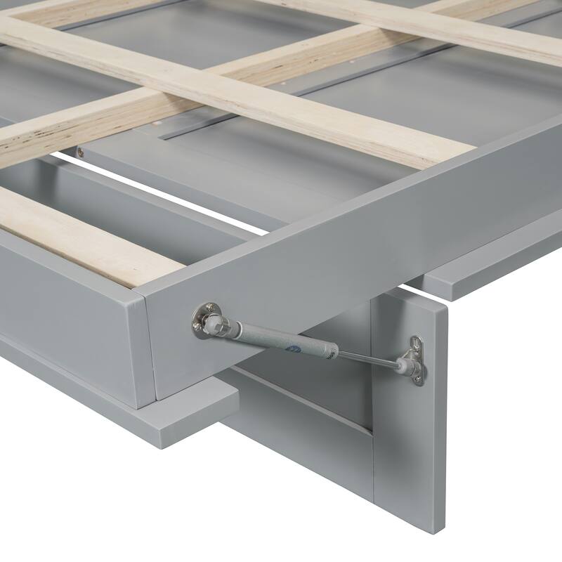 Queen Size Wall Bed with Shelves, Wardrobe, and LED Lights, Space-Saving Design